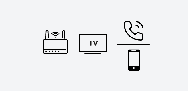 Academic Connect combinatie van internet, TV, mobiele telefoon of vaste lijn icoontjes